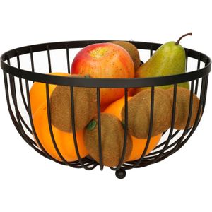 Metalen fruitmand/fruitschaal zwart 25 cm - Fruitschalen/fruitmanden - Draadmand