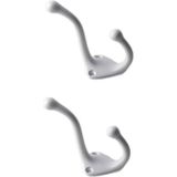 5x Luxe kapstokhaken / jashaken / kapstokhaakjes aluminium wit enkele haak 7,5 x 3,2 cm - Kapstokhaken