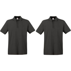 2-Pack maat 3XL grote maat donker grijs poloshirt premium van katoen voor heren 3XL - Polo shirts