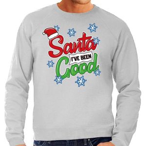 Grijze foute kersttrui / sweater Santa I have been good voor heren - kerst truien