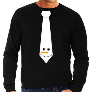Stropdas Kersttrui/Kerst sweater sneeuwpop zwart voor heren - kerst truien