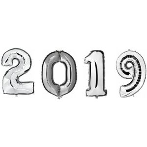 Zilveren 2019 jaarwisseling folieballonnen groot - Ballonnen