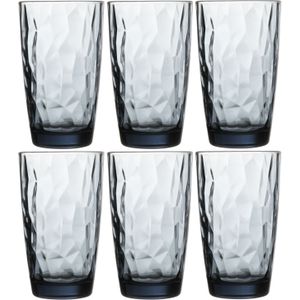 12x Stuks waterglazen/sapglazen blauw 470 ml - Glazen / longdrinkglazen