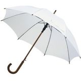 Witte luxe paraplu met houten handvat in haakvorm 103 cm - Paraplu's