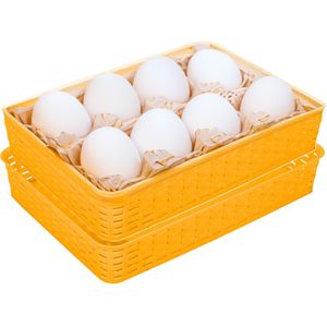 Opbergmandje/kastmandje - 2x - geel - 4.5 liter - kunststof - 26 x 35 x 6 cm - ladeverdelers - Opbergmanden