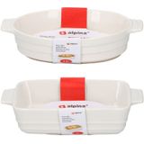 2x witte ovenschalen keramiek 0,6 & 1 liter vaatwasmachinebestedig - Braadsledes