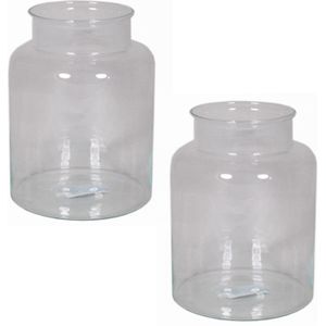 Set van 2x Stuks Glazen Melkbus Vaas/Vazen 8 Liter met Smalle Hals 19 X 25 cm