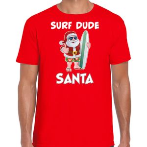 Surf dude Santa fun Kerstshirt / outfit rood voor heren - kerst t-shirts