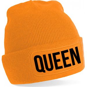 Oranje muts Queen - Koningsdag - EK/WK voetbal - one size - Verkleedhoofddeksels