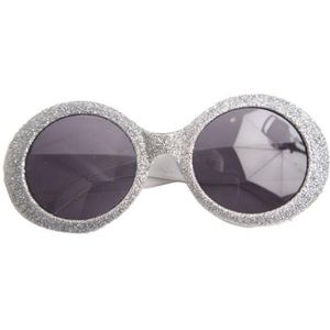 Zilveren disco carnaval verkleed bril met glitters - Verkleedbrillen