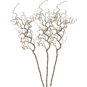 3x Bruine kronkelhazelaar paastak 66 cm kunstplant takken - Kunstbloemen