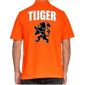 Tijger Holland supporter poloshirt oranje met leeuw EK / WK voor heren - Feestshirts