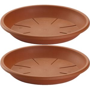 3x Stuks Opvangschaal/Onderbord Plantenpot Terra Cotta Rond 20 cm - Kunststof