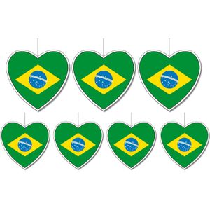 7-delige hou van Brazilie versiering set hartjes van 14 cm en 28 cm - Feestdecoratievoorwerp