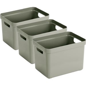 3x stuks lichtgroene opbergboxen/opbergdozen/opbergmanden kunststof - 18 liter - opbergbakken