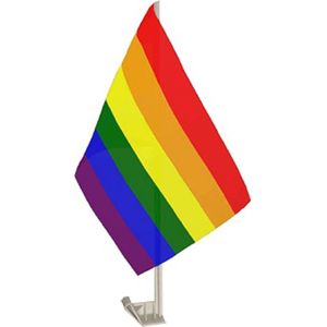 Regenboog autoraamvlag 28 x 44 cm - Vlaggen