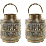 2x stuks kaarshouder/windlicht goud metaal 28 cm - Theelichthouders/waxinelichthouders - Stompkaars houder
