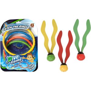 Duikringen/ballen zwembad speelgoed - 7-delig - verschillende kleuren - kunststof  - Duikspeelgoed