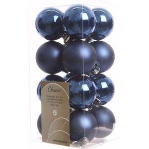 Elegant Christmas blauwe kerstversiering kleine kerstballen pakket 16 stuks - Kerstbal