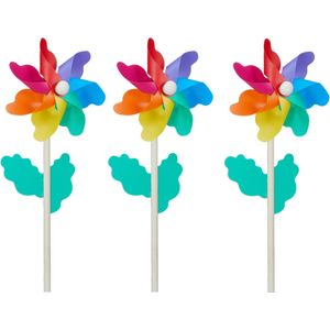 Windmolen tuin/strand - 3x - Speelgoed - Multi kleuren - 30 cm - Windwijzers