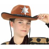 Carnaval Verkleed set - Cowboy hoed bruin/zakdoek rood/holster met revolver - voor kinderen - Verkleedhoofddeksels