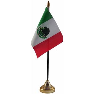 Polyester Mexicaanse vlag voor op bureau 10 x 15 cm - Vlaggen