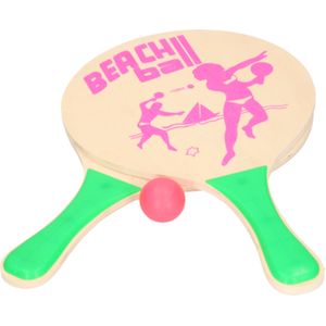 Houten beachball set groen