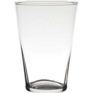 Transparante home-basics conische vaas/vazen van glas 20 x 14 cm - Bloemen/takken/boeketten vaas voor binnen gebruik