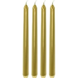 4x Gouden dinerkaarsen/lange kaarsen 25 cm - Gouden tafelkaarsen