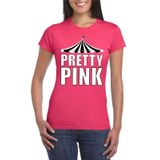 Circus t-shirt roze Pretty Pink witte letters dames - Feestshirts