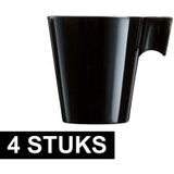 Lungo koffie/espresso bekers zwart - 4 stuks