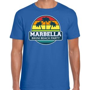 Marbella zomer t-shirt / shirt Marbella bikini beach party blauw voor heren - Feestshirts