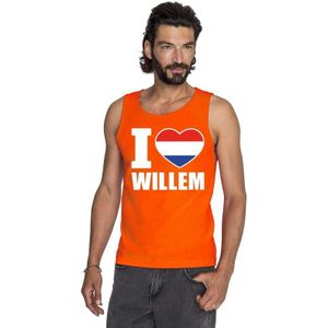I love Willem singlet oranje heren - Feestshirts