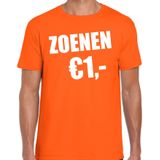 Koningsdag t-shirt voor heren - zoenen 1 euro - oranje - feestkleding - Feestshirts