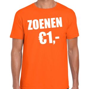 Koningsdag t-shirt voor heren - zoenen 1 euro - oranje - feestkleding - Feestshirts