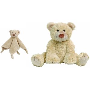 Happy Horse beige beren baby knuffeltje 35 cm en knuffeldoekje Boogy voor jongens/meisjes - Kraamcadeau