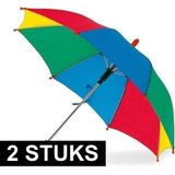 2x Gekleurde paraplu voor kinderen 55 cm - Paraplu's
