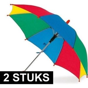 2x Gekleurde paraplu voor kinderen 55 cm - Paraplu's
