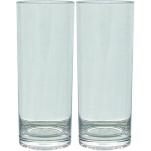 Set van 2x stuks onbreekbare kunststof camping longdrink glazen/waterglazen 360 ml - Longdrinkglazen