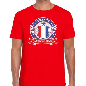 Rood France drinking team t-shirt heren - Feestshirts