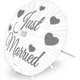 32x stuks Just Married parasol prikkers 20 cm  - Cocktailprikkers
