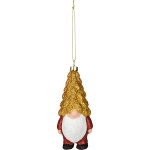 Kersthanger gnome/dwerg/kabouter - kunststof - 12,5 cm - gele muts - Kersthangers