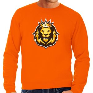 Leeuwenkop met kroon koningsdag / EK / WK sweater / trui oranje voor heren - Feesttruien