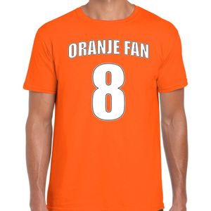 Oranje fan nummer 8 oranje t-shirt Holland / Nederland supporter EK/ WK voor heren - Feestshirts