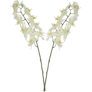 Kunstbloem Orchidee tak - 2x - wit - 71 cm - losse steel - Kunst zijdebloemen - Kunstbloemen