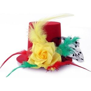 Mini hoedje op clip in Carnaval kleuren - Verkleedhoofddeksels