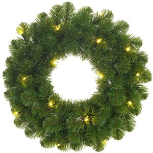 Groene verlichte kerstkransen/deurkransen met 30 LEDS 60 cm - Kerstkransen