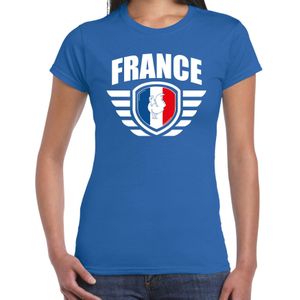 France landen / voetbal t-shirt blauw dames - EK / WK voetbal - Feestshirts