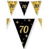 Leeftijd verjaardag feestartikelen pakket vlaggetjes/ballonnen 70 jaar zwart/goud - Feestpakketten