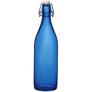 Blauwe giara flessen met beugeldop 30 cm van 1 liter - Decoratieve flessen